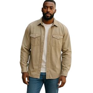 Forge Work Wear Men's Heavyweight Canvas Long Sleeve Western Pearl Snap Shirt